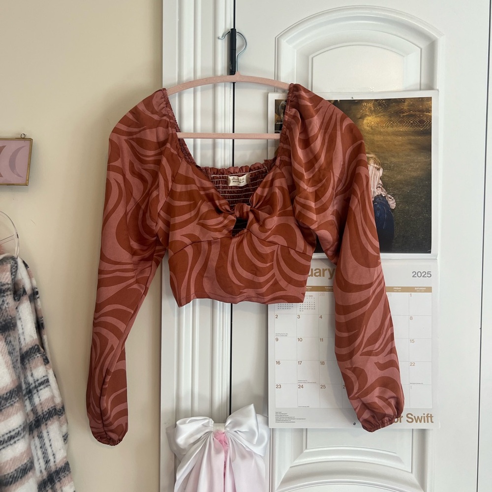 Altar'd State orange swirled bow crop top!